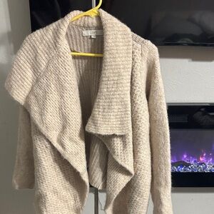 LOFT Cream Open Front Cardigan